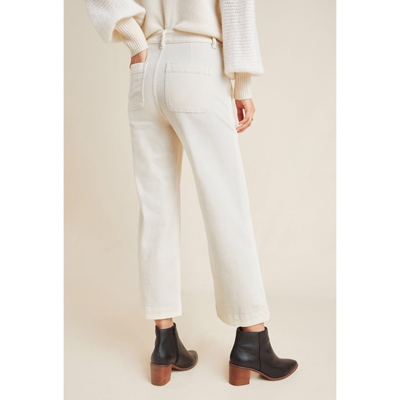 Like New | DL1961 Anthropologie Hepburn Cropped Wide-Leg Jeans in Cream - Picture 3 of 13
